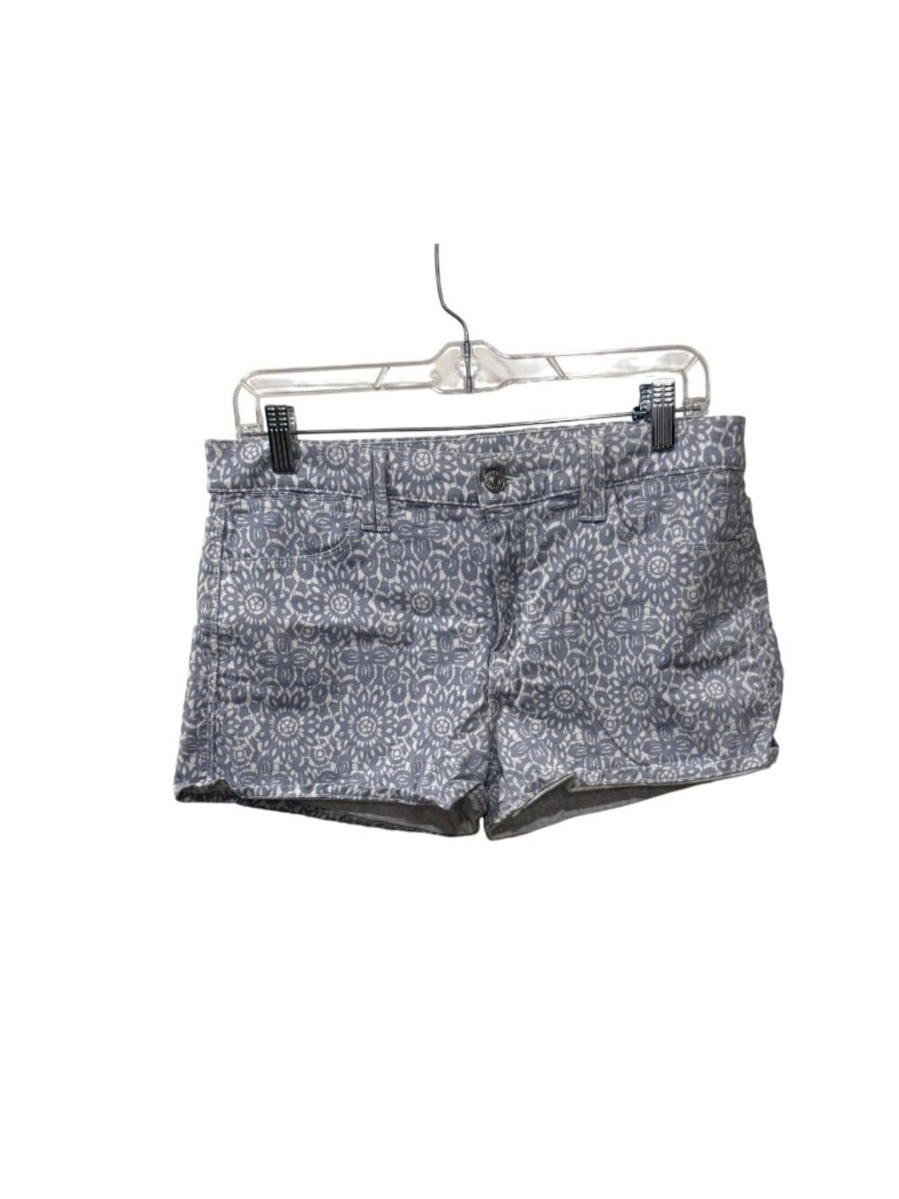 7 For All Mankind Womens Floral Print Denim Shorts 30 Gray & White Cotton Blend